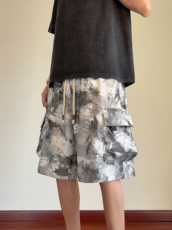 American Black Workwear Shorts Men's Summer High Waisted Youth Pants Casual Tie Dye Large Pocket Five Quarter Horse Pants
American Black Workwear Shorts Men's Summer High Waisted Youth Pants Casual Tie Dye Large Pocket Five Quarter Horse Pants