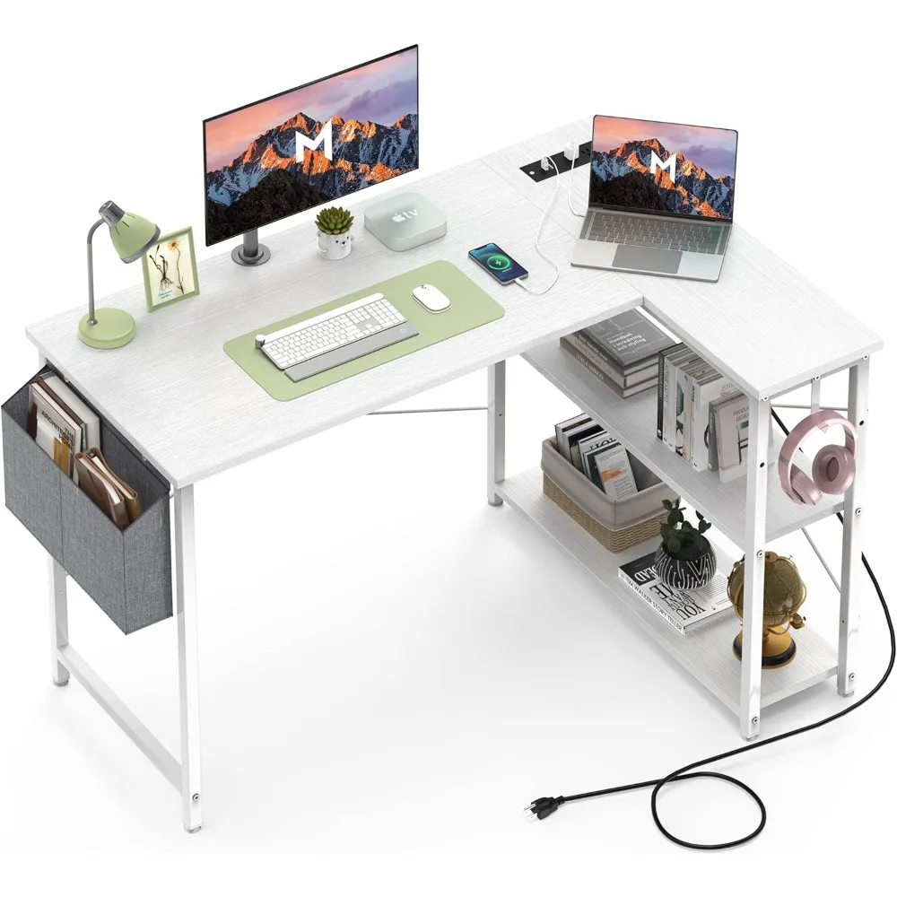 L Shaped Desk with Outlets & USB Ports, Reversible Office Desk, Corner Desk for Small Space, with Storage Bag
L Shaped Desk with Outlets & USB Ports, Reversible Office Desk, Corner Desk for Small Space, with Storage Bag