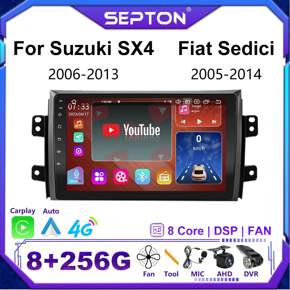 SEPTON Android 12 Car Stereo Radio for Suzuki SX4 2006-2013 Fiat Sedici 2005-2014 CarPlay GPS 2Din Multimedia Player Autoradio
SEPTON Android 12 Car Stereo Radio for Suzuki SX4 2006-2013 Fiat Sedici 2005-2014 CarPlay GPS 2Din Multimedia Player Autoradio