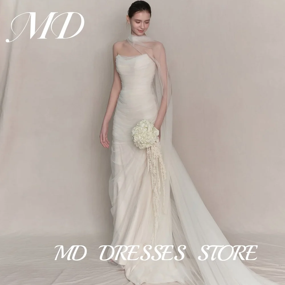 MD Elegant Strapless Tulle Wedding Dress Illusion Sleeveless Photoshoot Bridal Gown Floor Length Vestido De Noiva Customized
MD Elegant Strapless Tulle Wedding Dress Illusion Sleeveless Photoshoot Bridal Gown Floor Length Vestido De Noiva Customized