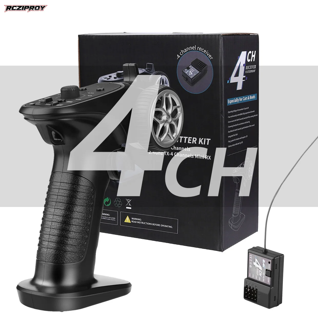 RCZIPROY 2.4GHz TX-4 4CH Radio System Transmitter Controller Remote Control with Receiver is suitable for RC Car Ship Tank
RCZIPROY 2.4GHz TX-4 4CH Radio System Transmitter Controller Remote Control with Receiver is suitable for RC Car Ship Tank