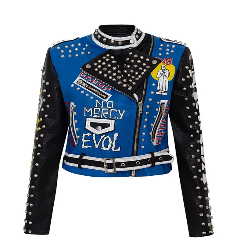 New 2024 Fashion Spring Autumn Women's Rivets Jacket Hip Hop PU Leather Punk Rock Jackets Slim Female Motocycle Outwear Coats
New 2024 Fashion Spring Autumn Women's Rivets Jacket Hip Hop PU Leather Punk Rock Jackets Slim Female Motocycle Outwear Coats