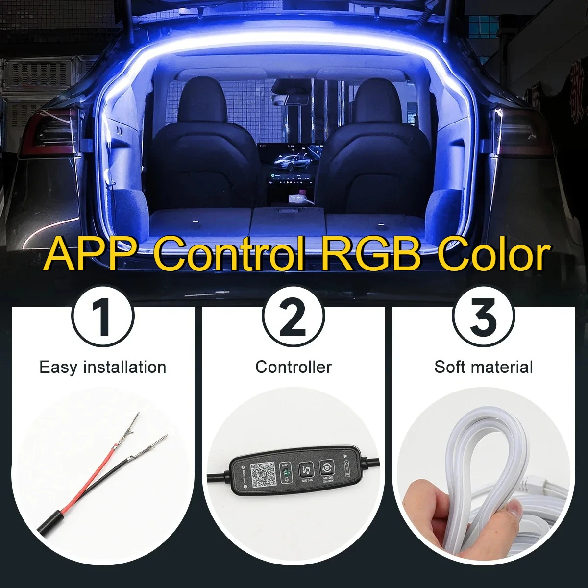 5M RGB Car Rear Trunk Brighten LED Strip Multifunctional for Waterproof Flexible Light APP control connector Plug & Play 12V
5M RGB Car Rear Trunk Brighten LED Strip Multifunctional for Waterproof Flexible Light APP control connector Plug & Play 12V
