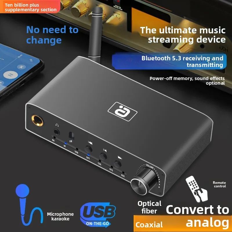 Bluetooth 5.3 Audio Receiver Transmitter Fiber Coaxial Digital-to-Analog Conversion Sound Card Earphone Amplifier U Disk Player
Bluetooth 5.3 Audio Receiver Transmitter Fiber Coaxial Digital-to-Analog Conversion Sound Card Earphone Amplifier U Disk Player