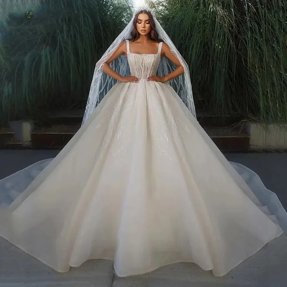 Customized Exquisite Square Collar Ball Gown Wedding Dresses Glitter Lace Beading Pearls Princess Bride Dress vestidos de novia
Customized Exquisite Square Collar Ball Gown Wedding Dresses Glitter Lace Beading Pearls Princess Bride Dress vestidos de novia