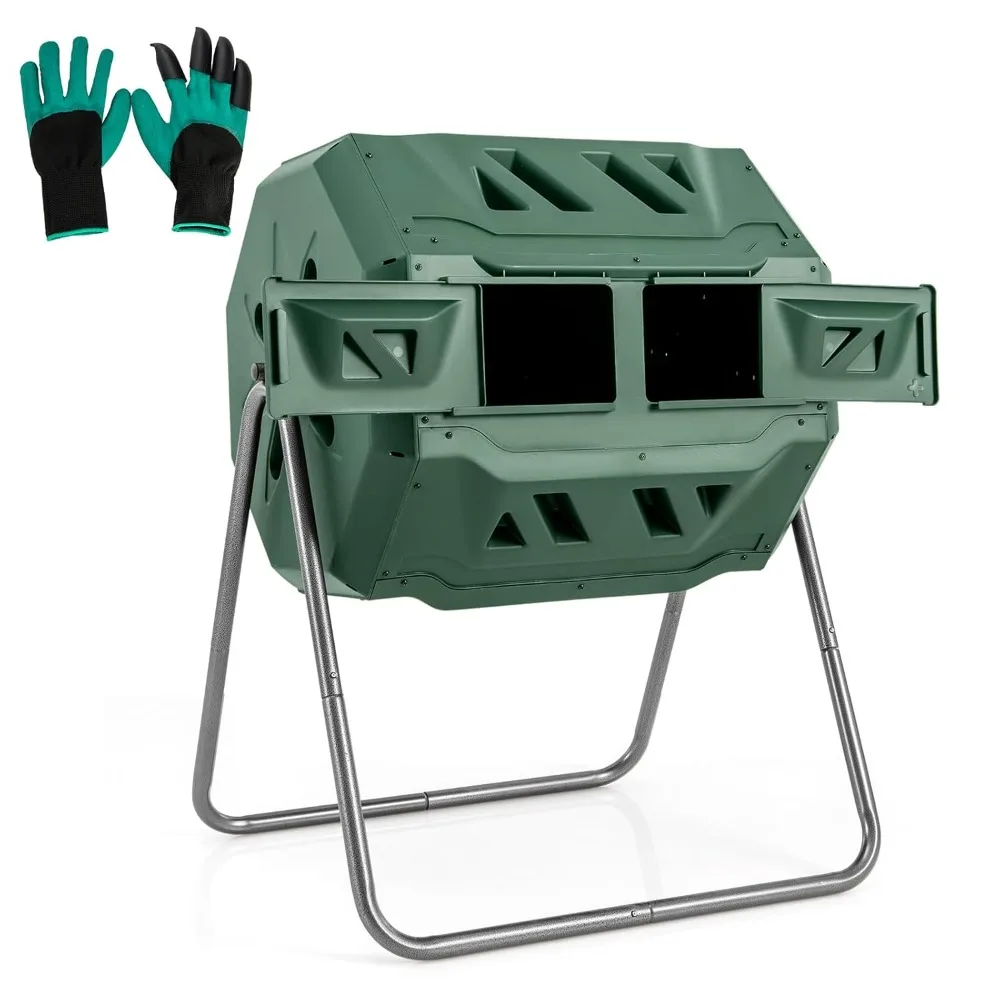 Compost Bin, Outdoor 42-Gal Dual Chamber Composting Tumbler w/2 Sliding Doors, Heavy-Duty Metal Frame, 360°, Customized
Compost Bin, Outdoor 42-Gal Dual Chamber Composting Tumbler w/2 Sliding Doors, Heavy-Duty Metal Frame, 360°, Customized