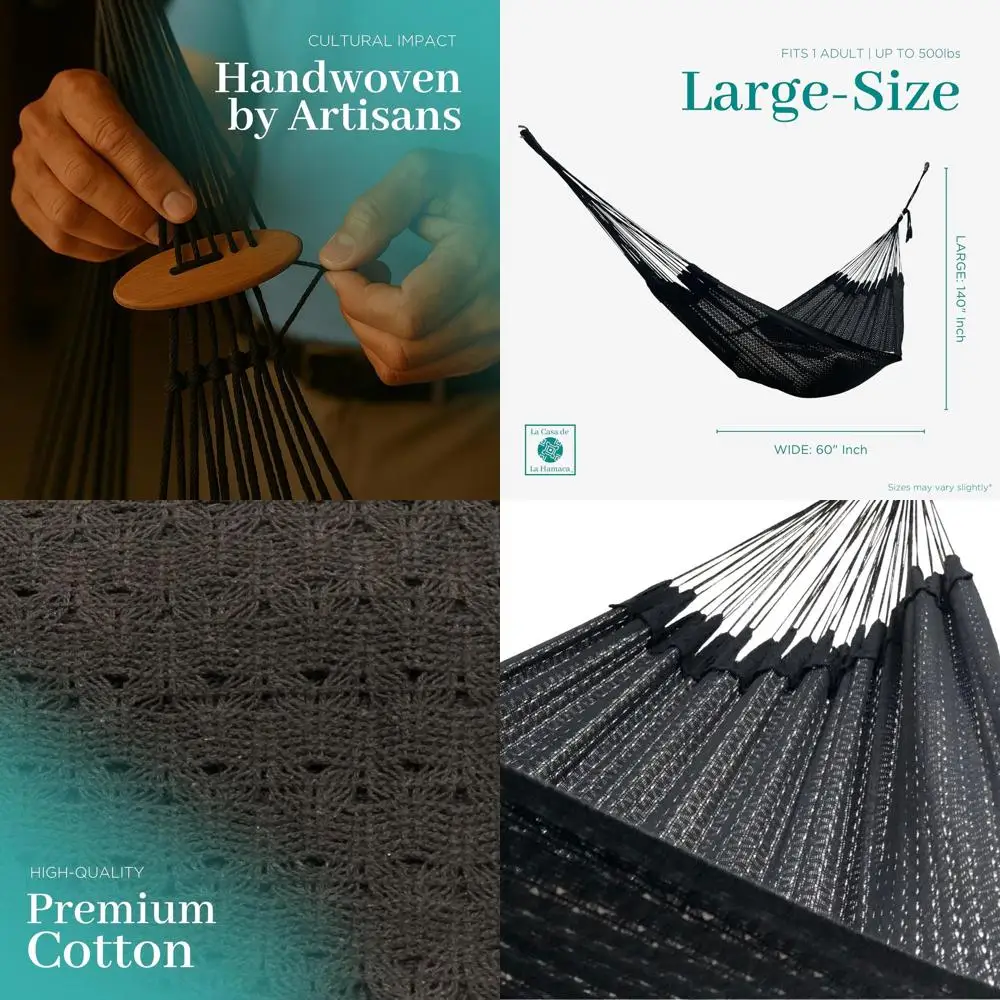 Large Black Mayan Handwoven Cotton Hammock - Premium Mexican Artisan Craft for Indoor & Outdoor
Large Black Mayan Handwoven Cotton Hammock - Premium Mexican Artisan Craft for Indoor & Outdoor