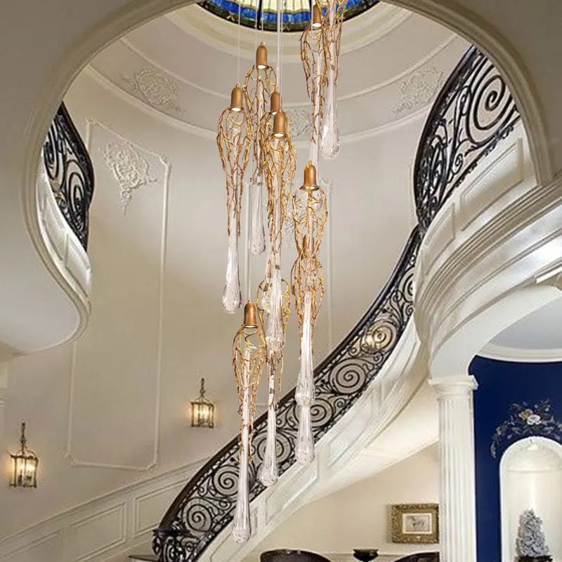 Designer Art Creative Chandelier Light Villa Lobby Staircase Large Brass Crystal Vintage Ceiling Pendant Lights
Designer Art Creative Chandelier Light Villa Lobby Staircase Large Brass Crystal Vintage Ceiling Pendant Lights