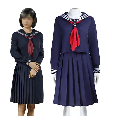 Game Hinako Shimizu Cosplay Costume Silent Women's School JK Uniform Hill Navy Blue Sailor Suit Hallowen Carnival Party Outfit