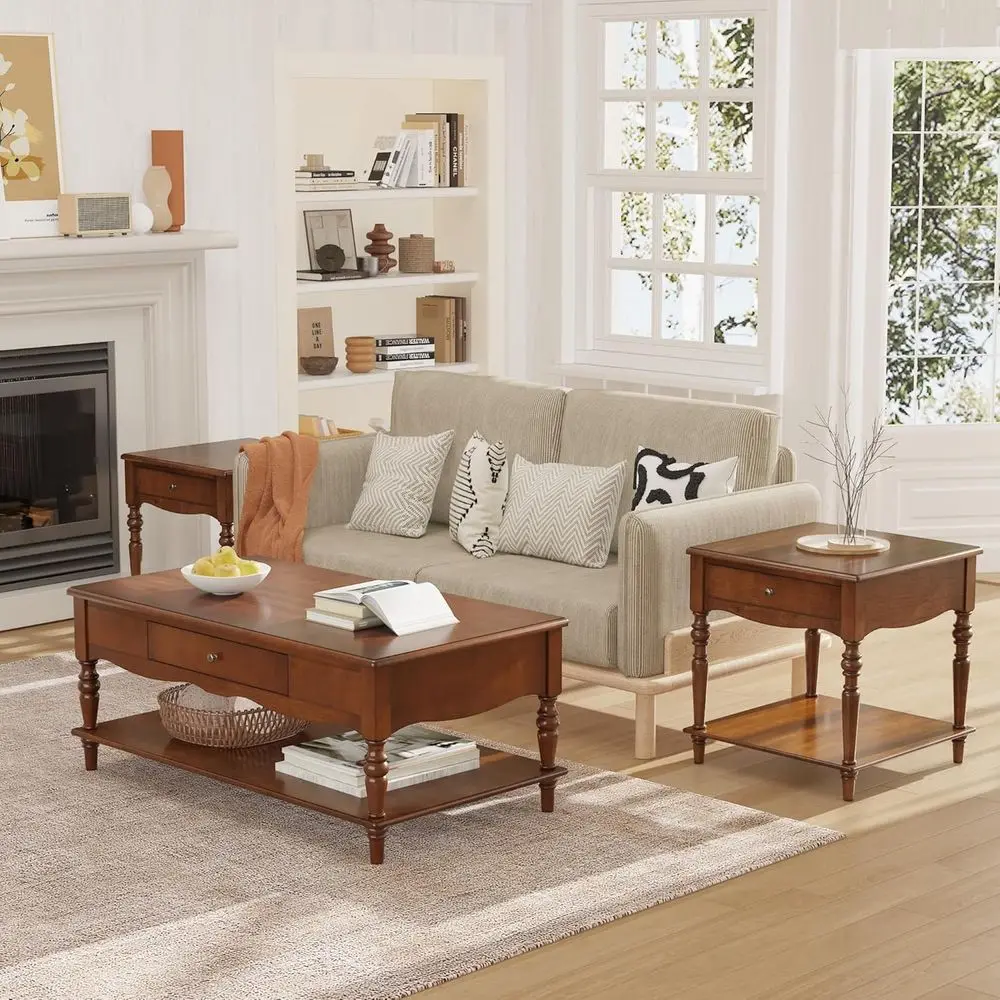 Vintage Style Coffee Table with Carved Wood Legs and Storage, Easy Assembly, Cael Brown KZ-CJZ-C008
Vintage Style Coffee Table with Carved Wood Legs and Storage, Easy Assembly, Cael Brown KZ-CJZ-C008