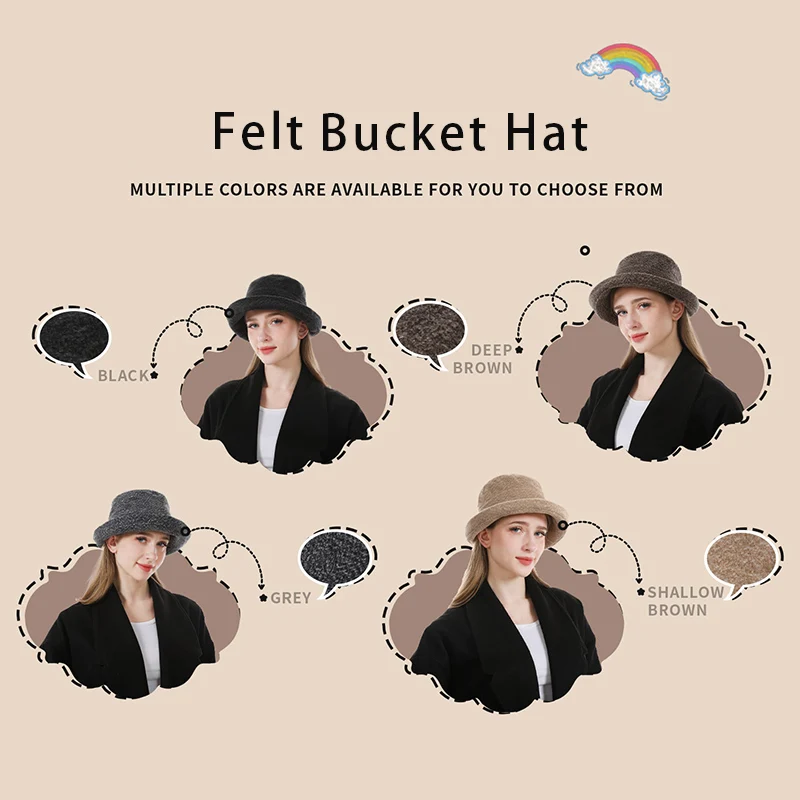 Wool Felt Fisherman Hat For Women New Autumn Winter Bucket Hat Japanese Style Flattering Vintage Cap
Wool Felt Fisherman Hat For Women New Autumn Winter Bucket Hat Japanese Style Flattering Vintage Cap