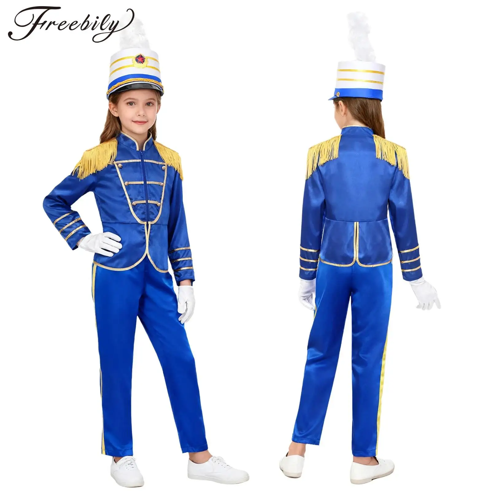 Детский барабанный мажонет, марширующий оркестр, костюм почетной гвардии, эполеты с бахромой, куртка со шляпой, перчатки для карнавальной вечеринки, выступления
Детский барабанный мажонет, марширующий оркестр, костюм почетной гвардии, эполеты с бахромой, куртка со шляпой, перчатки для карнавальной вечеринки, выступления