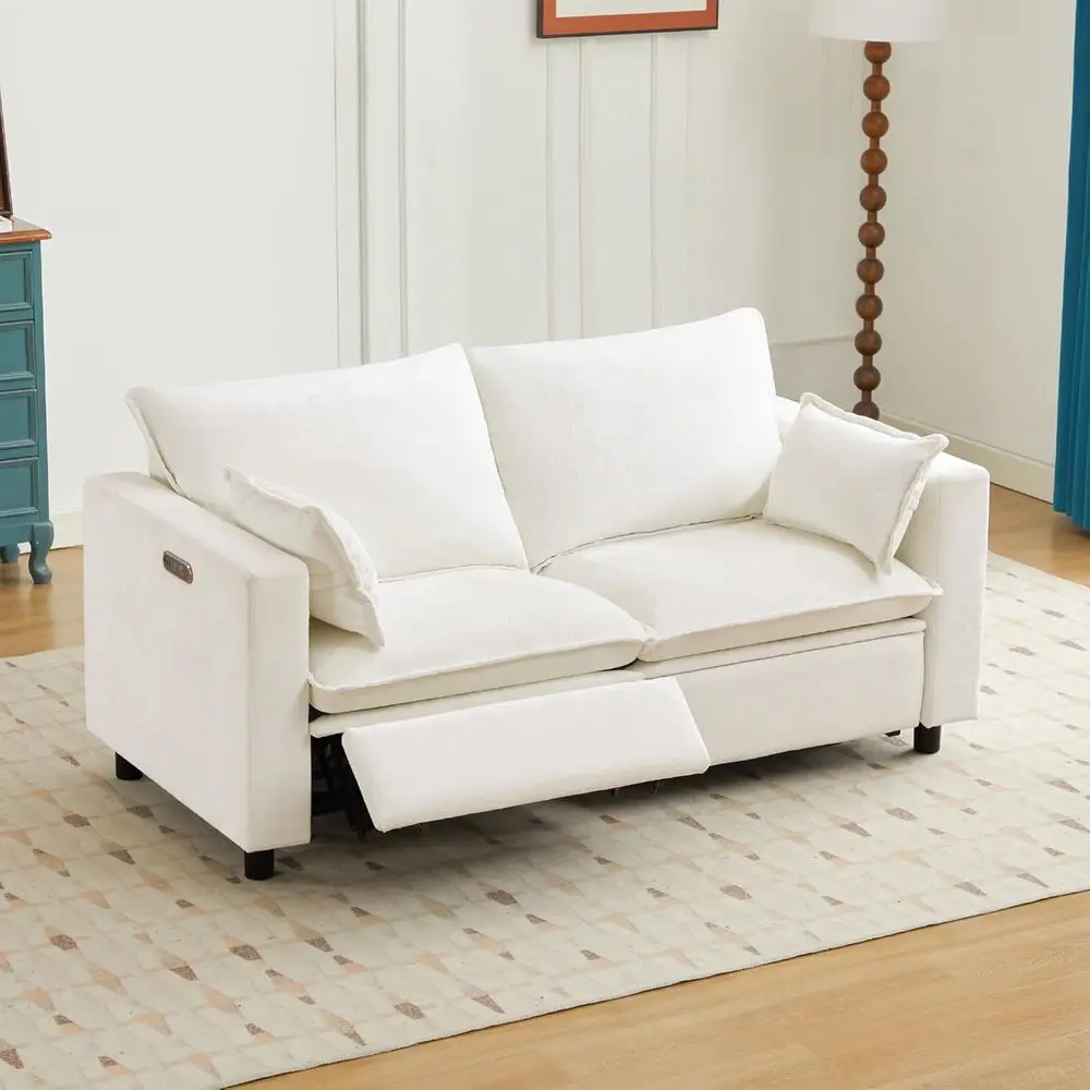 Oversized Cream Reclining Loveseat with Comfortable Upholstery and Pillows
Oversized Cream Reclining Loveseat with Comfortable Upholstery and Pillows