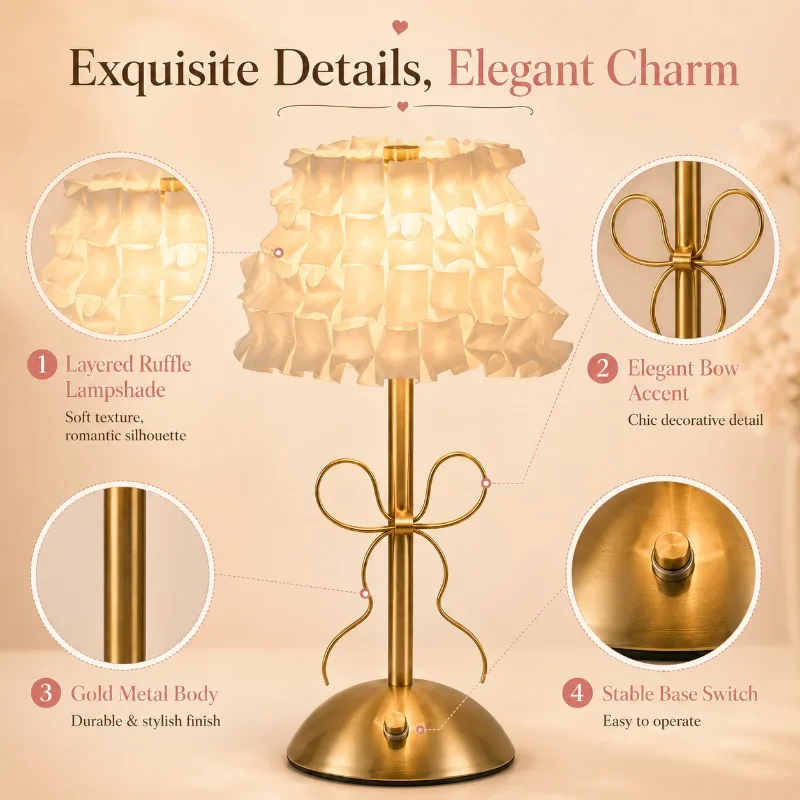 Light Luxury Bow Desk Lamp Bedroom Living Room Decoration Girlish Heart Ornament Desktop Charging Atmosphere Desk Lamp
Light Luxury Bow Desk Lamp Bedroom Living Room Decoration Girlish Heart Ornament Desktop Charging Atmosphere Desk Lamp