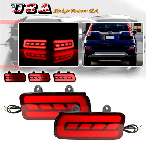 Luces reflectoras de parachoques trasero para Honda CRV CR-V 2015 2016 LED advertencia de freno de conducción lámparas de señal de giro dinámicas accesorios de coche