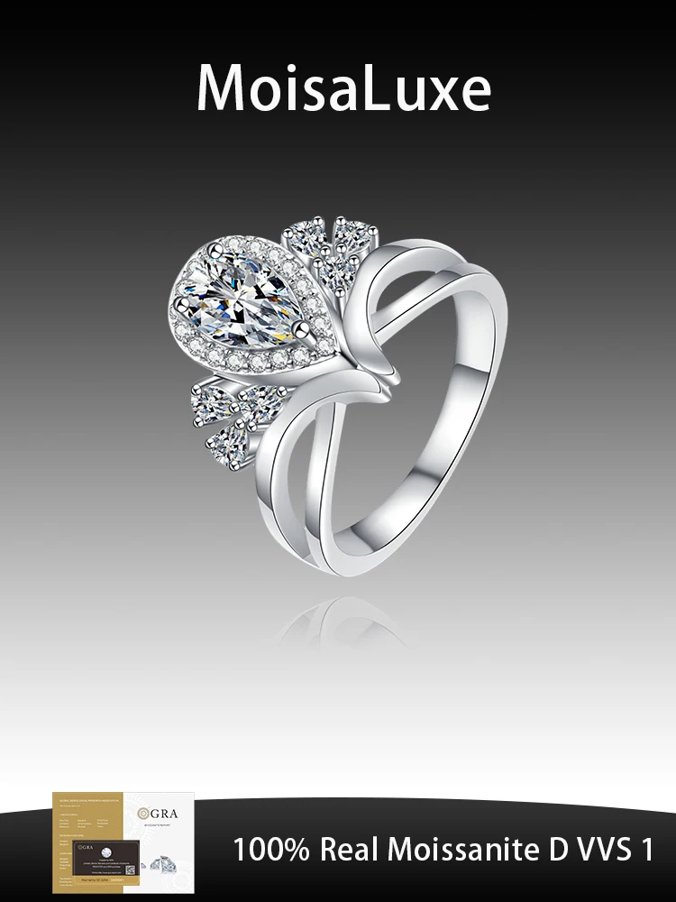 MoisaLuxe Official Store GRA Moissanite Plata Sterling 925 Silver Women Pear-shaped Diamond V-shaped Hollow Hand Bouquet Ring
MoisaLuxe Official Store GRA Moissanite Plata Sterling 925 Silver Women Pear-shaped Diamond V-shaped Hollow Hand Bouquet Ring