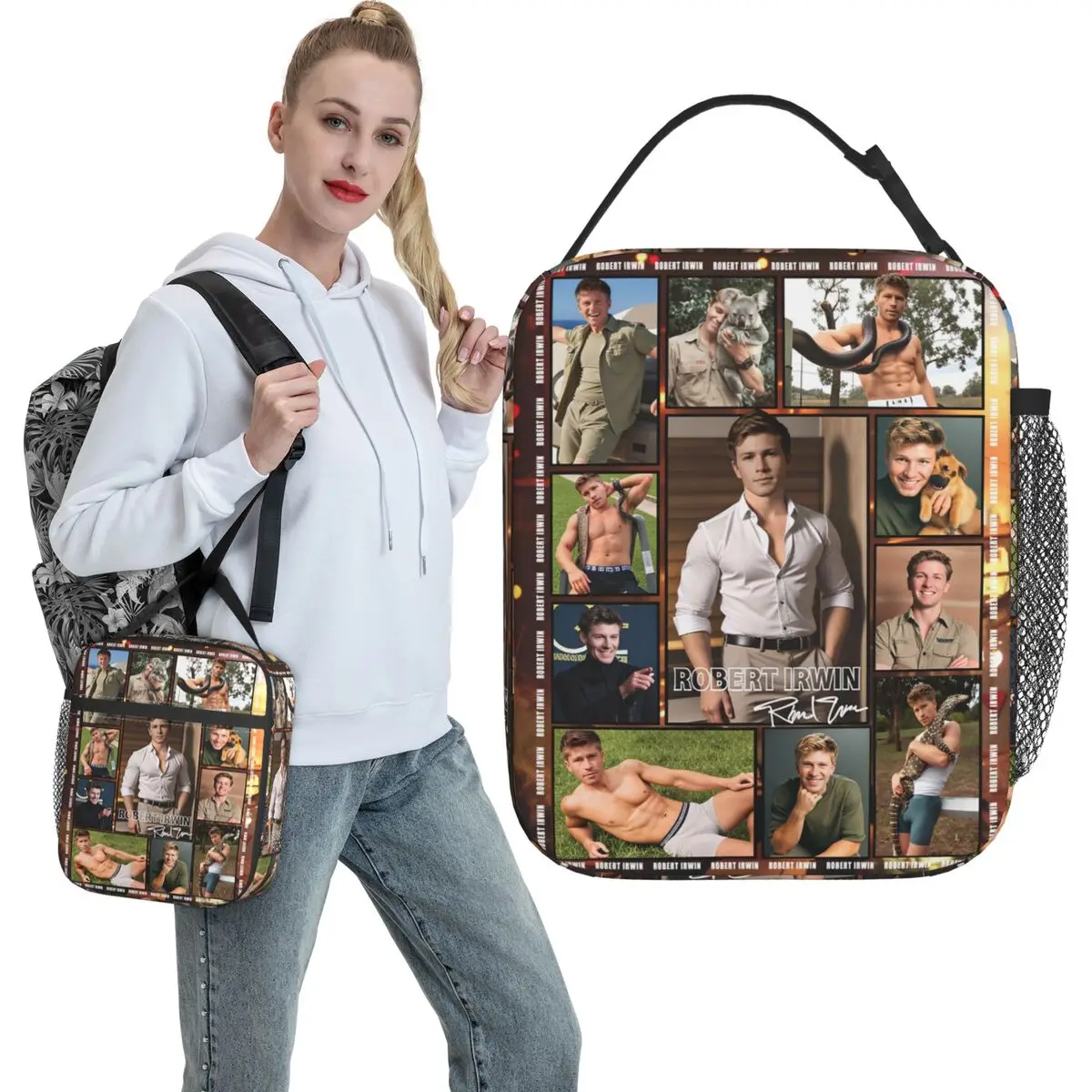 Robert Irwin Collage Lunch Bag Office Lunch Box For Child Kawaii Custom Thermal Lunch Bags Waterproof Insulated Cooler Bag
Robert Irwin Collage Lunch Bag Office Lunch Box For Child Kawaii Custom Thermal Lunch Bags Waterproof Insulated Cooler Bag
