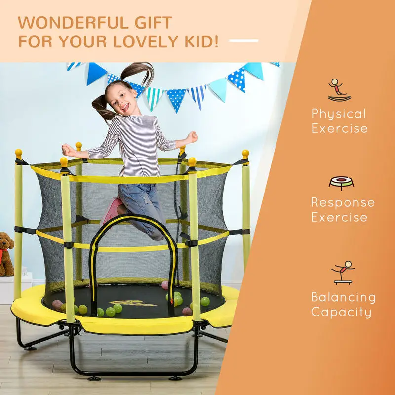 Qaba 4.6' Trampoline for Kids with Safety Enclosure & Ball Pit, Yellow
Qaba 4.6' Trampoline for Kids with Safety Enclosure & Ball Pit, Yellow