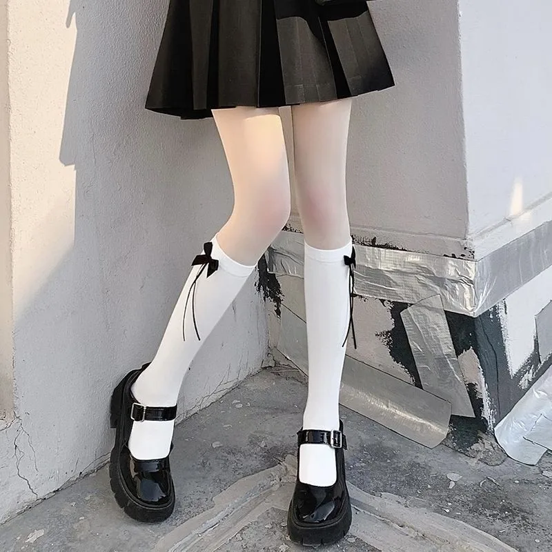 WhitejkBowknot Calf Socks Niche Women's Polyester Cotton Long Tube Spring and Autumn Knee-Length Knee-High Socks High
WhitejkBowknot Calf Socks Niche Women's Polyester Cotton Long Tube Spring and Autumn Knee-Length Knee-High Socks High
