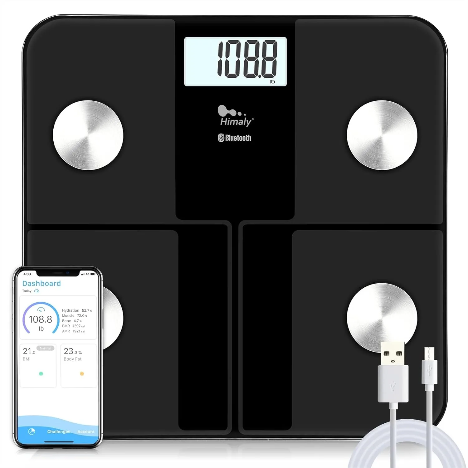 Smart Rechargeable Body Fat Scale With Bluetooth For Accurate BMI Muscle Mass Composition Monitor 400 Lbs
Smart Rechargeable Body Fat Scale With Bluetooth For Accurate BMI Muscle Mass Composition Monitor 400 Lbs
