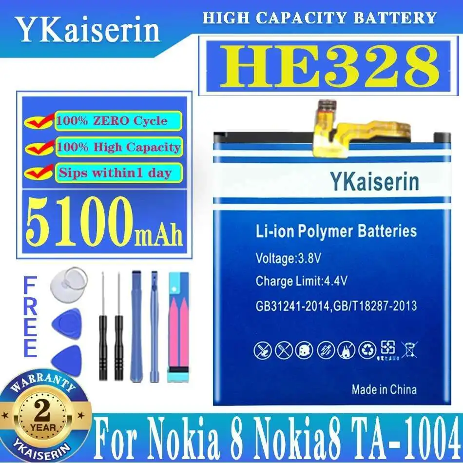 5100Mah Mobile Phone Battery Long Lasting For Nokia 8 Nokia8 TA-1004 N8 H 328 HE328
5100Mah Mobile Phone Battery Long Lasting For Nokia 8 Nokia8 TA-1004 N8 H 328 HE328