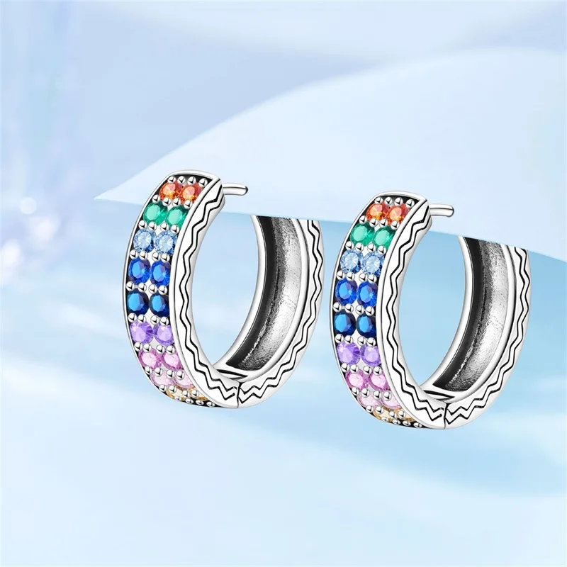 New 925 Sterling Silver Rainbow Double Row Crystal Earrings For Women Exquisite Birthday Party Jewelry Gifts
New 925 Sterling Silver Rainbow Double Row Crystal Earrings For Women Exquisite Birthday Party Jewelry Gifts