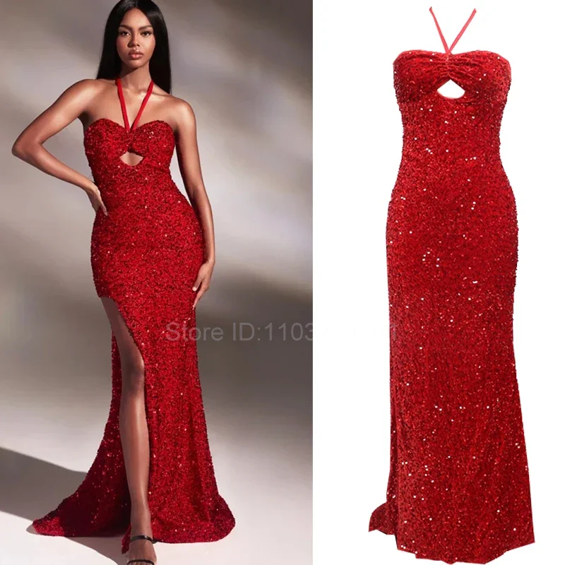 2024 Sexy Red Women's Dress Pleated Slit Satin Halter Sleeveless Fishtail Floor-Length Cocktail Party Ball Dress
2024 Sexy Red Women's Dress Pleated Slit Satin Halter Sleeveless Fishtail Floor-Length Cocktail Party Ball Dress
