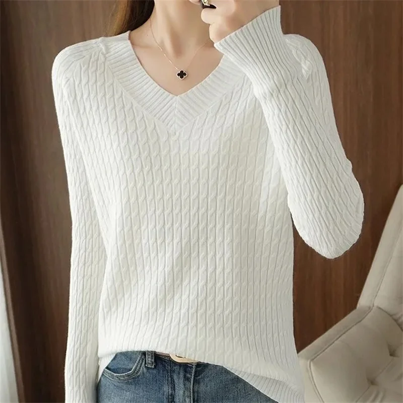 Women Sweater Autumn Winter V-neck Knitwear Long Sleeve Loose Cashmere Sweater Pullovers Lady Cheap Quality Jumper Knitted Tops
Women Sweater Autumn Winter V-neck Knitwear Long Sleeve Loose Cashmere Sweater Pullovers Lady Cheap Quality Jumper Knitted Tops