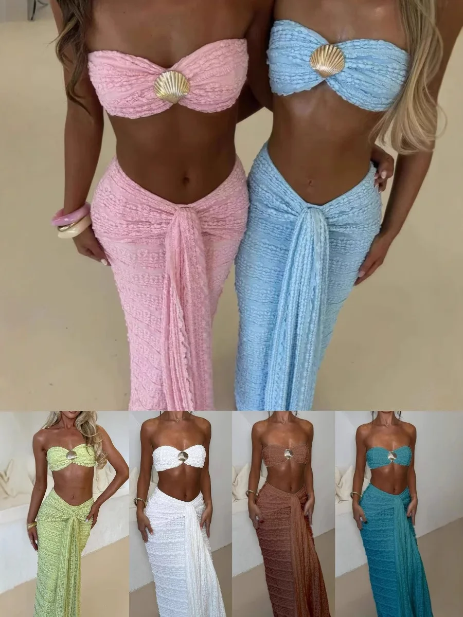 EINY Sexy 2 Piece Set Club Party Beach Wear Women Summer Shells Strapless Bandeau Crop Top+Tie Front Maxi Skirt Coquette Outfits
EINY Sexy 2 Piece Set Club Party Beach Wear Women Summer Shells Strapless Bandeau Crop Top+Tie Front Maxi Skirt Coquette Outfits