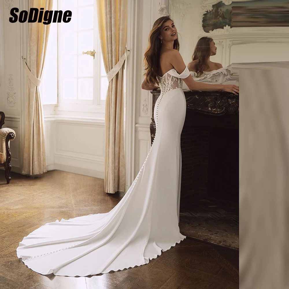 SoDigne Mermaid Satin Wedding Dresses Off Shoulder Sleeveless Bridal Dress 2026 Long Bride Gown vestidos de novia Customized
SoDigne Mermaid Satin Wedding Dresses Off Shoulder Sleeveless Bridal Dress 2026 Long Bride Gown vestidos de novia Customized