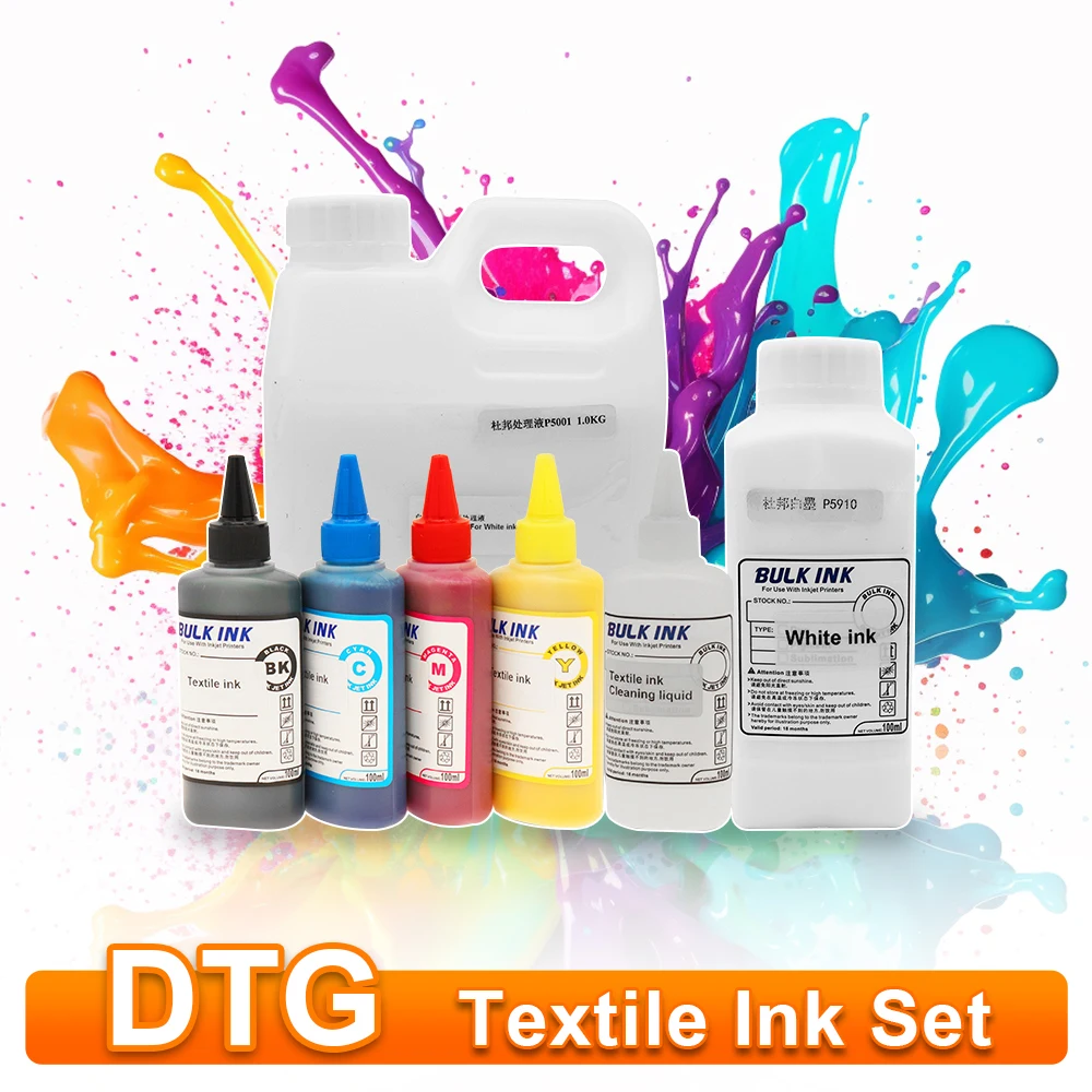 DTG ink set 100ML*4 with pretreatment liquid 1L DTG ink for T-shirt printing machine textile ink for DTG direct printing
DTG ink set 100ML*4 with pretreatment liquid 1L DTG ink for T-shirt printing machine textile ink for DTG direct printing