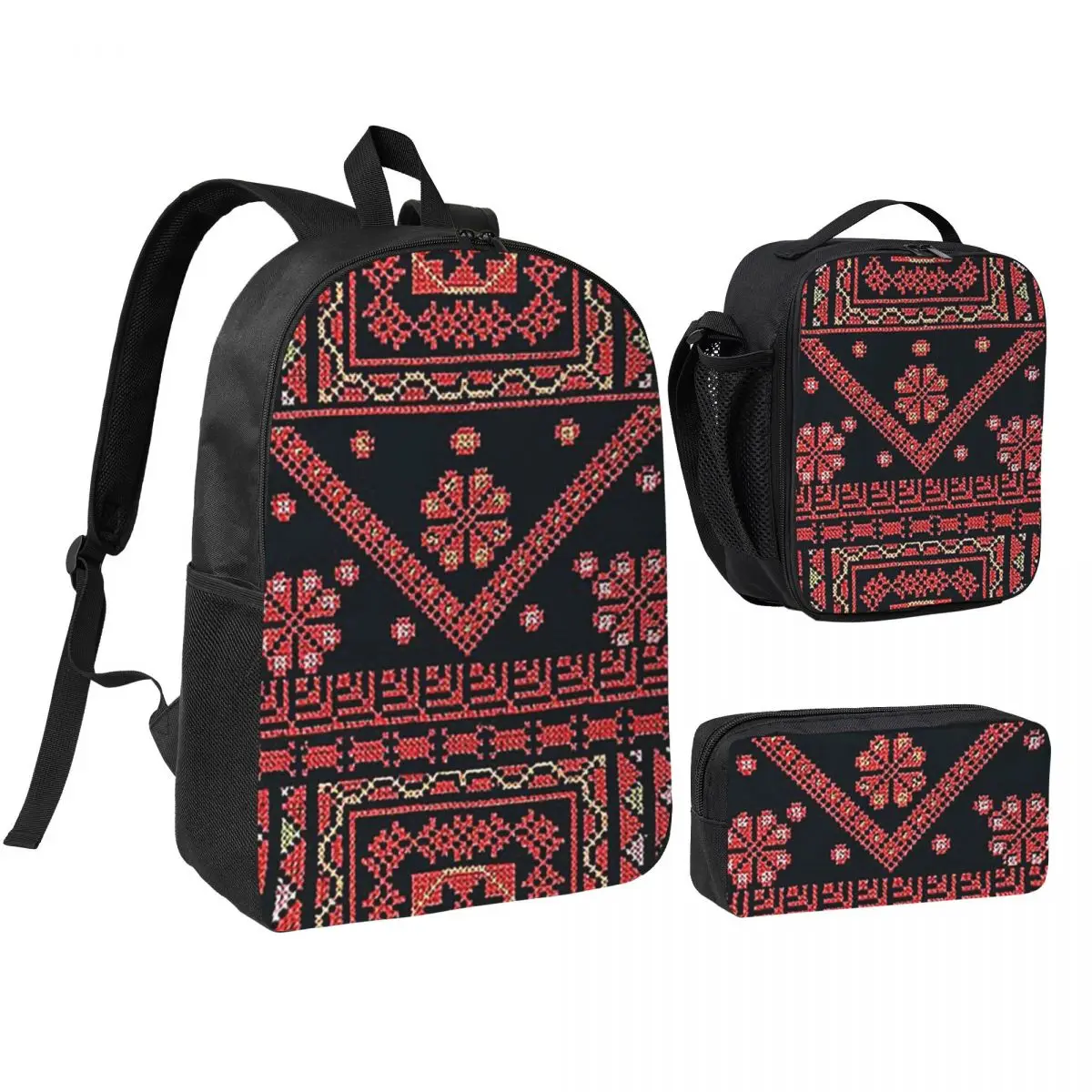 Three Flowers Palestinian Embroidery Backpack Student BookBag School Bag Shoulder Bags 3ps Insulated Lunch Bag Pencil Case
Three Flowers Palestinian Embroidery Backpack Student BookBag School Bag Shoulder Bags 3ps Insulated Lunch Bag Pencil Case