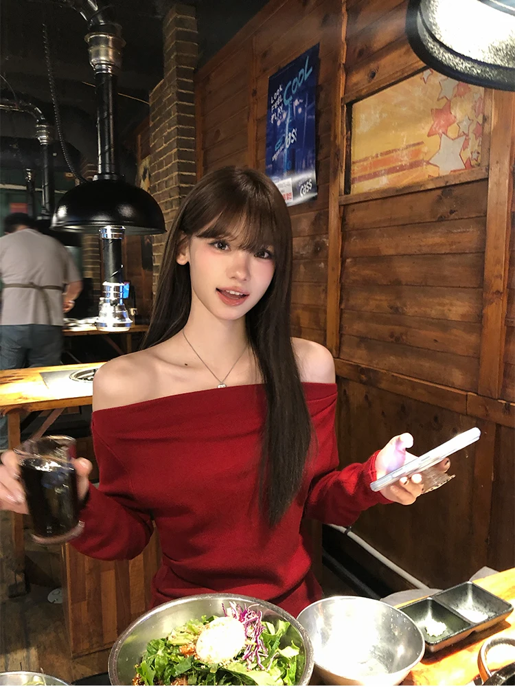 Cisas Berries Sweet Berry Knitted Sweater Women's Red Sweet Slant oulder New Year Base Layer One-oulder Top
Cisas Berries Sweet Berry Knitted Sweater Women's Red Sweet Slant oulder New Year Base Layer One-oulder Top