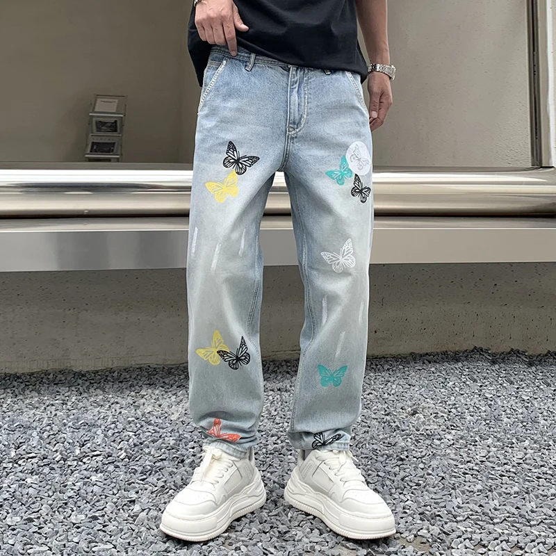 American High Street Fashionable Butterfly Print Summer Denim Men'S Straight Tube Loose And Versatile Washed Casual Denim Pants
American High Street Fashionable Butterfly Print Summer Denim Men'S Straight Tube Loose And Versatile Washed Casual Denim Pants
