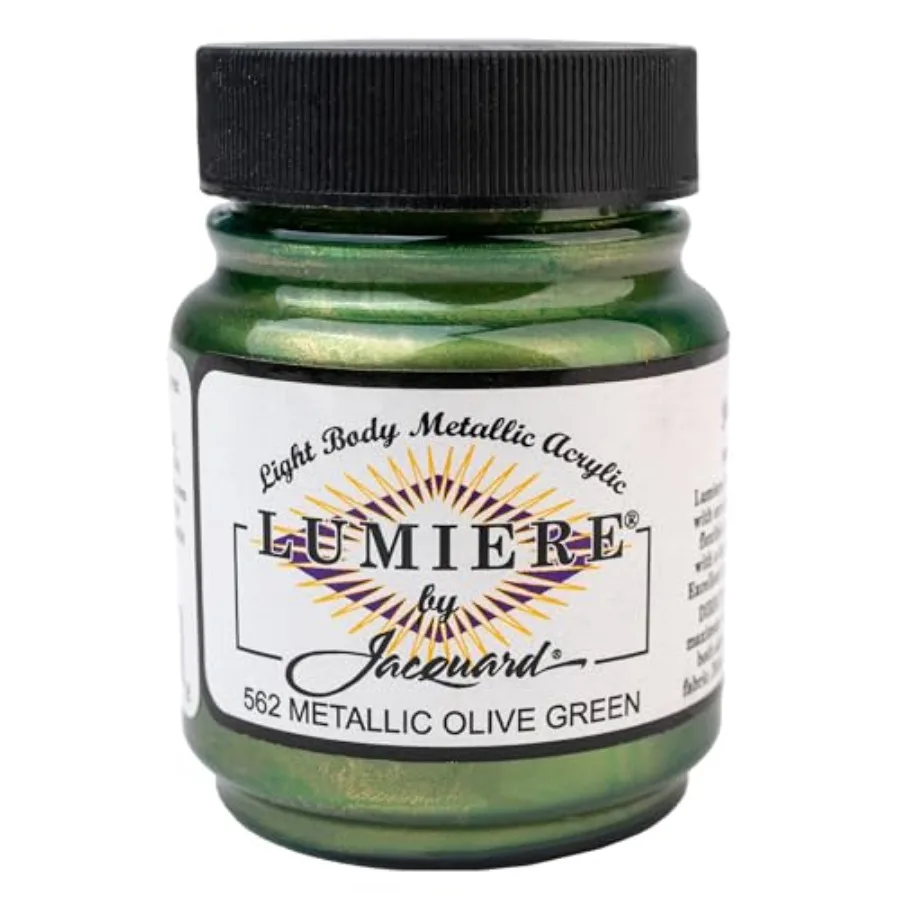 Lumiere Fabric Paint Metallic Olive Green - Metallic Paint for Fabric Leather Canvas Paper and Wood - Light-bodied Metallic Acr
Lumiere Fabric Paint Metallic Olive Green - Metallic Paint for Fabric Leather Canvas Paper and Wood - Light-bodied Metallic Acr