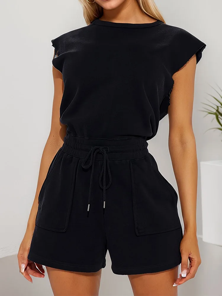 New Women's Fashion Sleeveless Women's Casual Jumpsuit Waist Drawstring Jumpsuit Summer Solid Office Holiday Womens Clothing
New Women's Fashion Sleeveless Women's Casual Jumpsuit Waist Drawstring Jumpsuit Summer Solid Office Holiday Womens Clothing