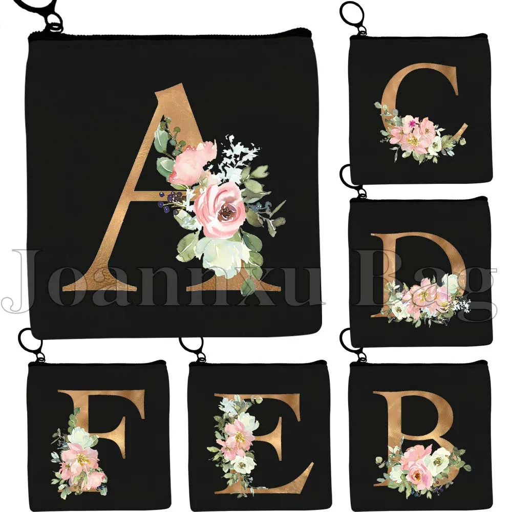 Gold Floral Letter English Alphabet Pink Flowers Initial Letter Wedding Gifts Canvas Coin Purse Key Case Small Bag Wallet Pouch
Gold Floral Letter English Alphabet Pink Flowers Initial Letter Wedding Gifts Canvas Coin Purse Key Case Small Bag Wallet Pouch