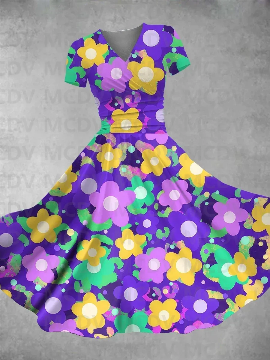Women's Vintage Mardi Gras Florar Print Maxi Dress 3D Printed Sexy V-neck Dress Female Dresses
Women's Vintage Mardi Gras Florar Print Maxi Dress 3D Printed Sexy V-neck Dress Female Dresses