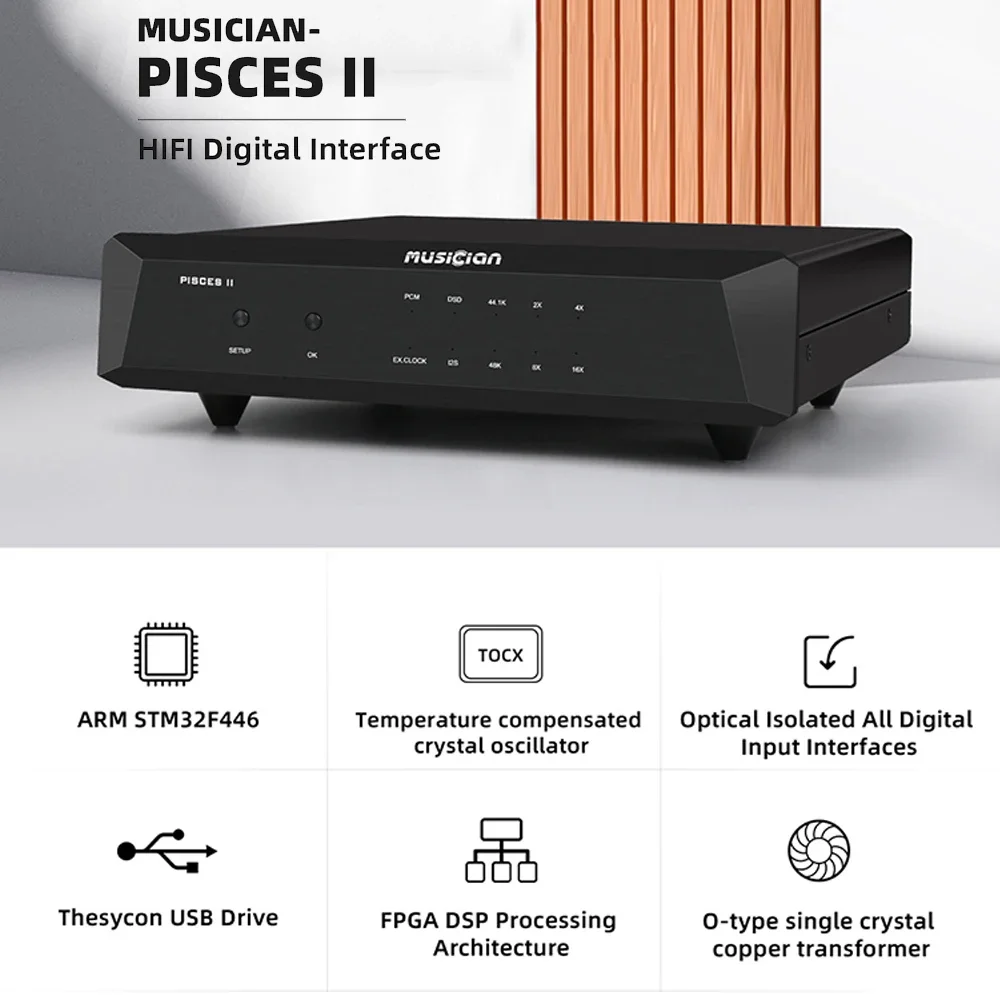 MUSICIAN PISCES II HIFI Digital Interface I2S Accurate FEMTO Clock TOCX ARM STM32F446 24Bit 768KHZ DSD512 USB Interface PISCES 2
MUSICIAN PISCES II HIFI Digital Interface I2S Accurate FEMTO Clock TOCX ARM STM32F446 24Bit 768KHZ DSD512 USB Interface PISCES 2