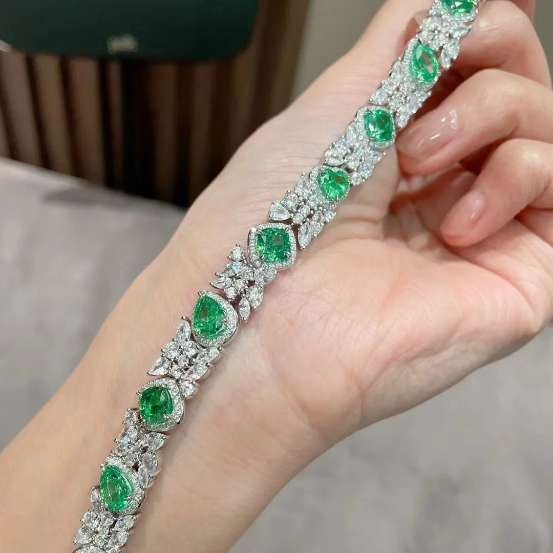green color 925 sterling silver with cubic zircon bracelet luxury fine women jewelry MIYI
green color 925 sterling silver with cubic zircon bracelet luxury fine women jewelry MIYI