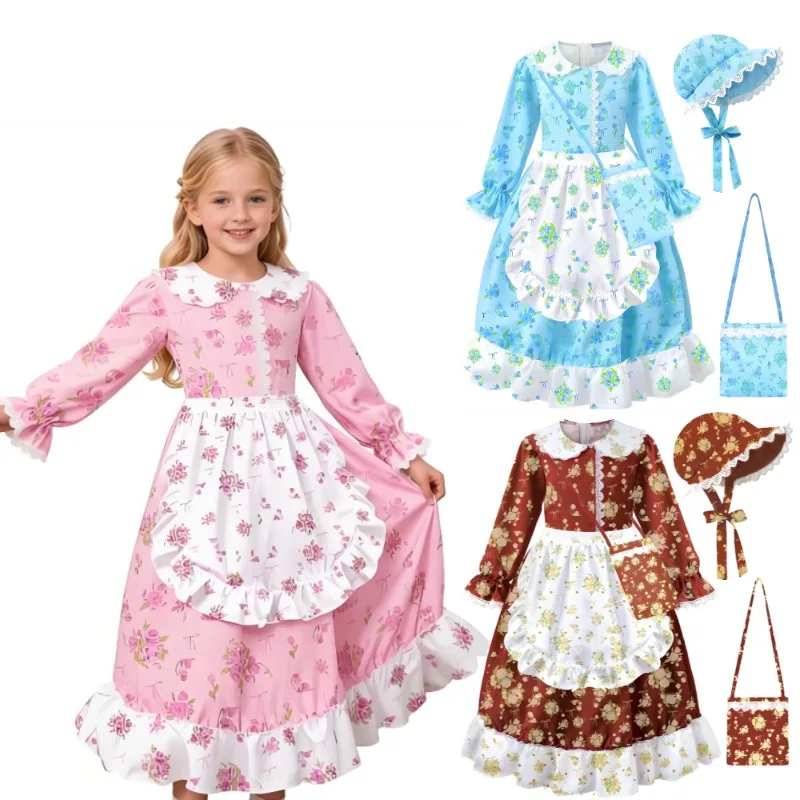 Flower Print Dress Vintage Pioneer Costume,Colonial Dress with Apron,Purse&Bonnet,Floral Prairie Dress Up Clothes for Girl
Flower Print Dress Vintage Pioneer Costume,Colonial Dress with Apron,Purse&Bonnet,Floral Prairie Dress Up Clothes for Girl