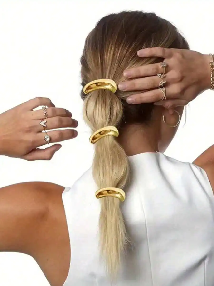 4pcs Metal Hair Scrunchies Geometric Elastic Hair Ties For Thick Hair Ponytail Holders
4pcs Metal Hair Scrunchies Geometric Elastic Hair Ties For Thick Hair Ponytail Holders