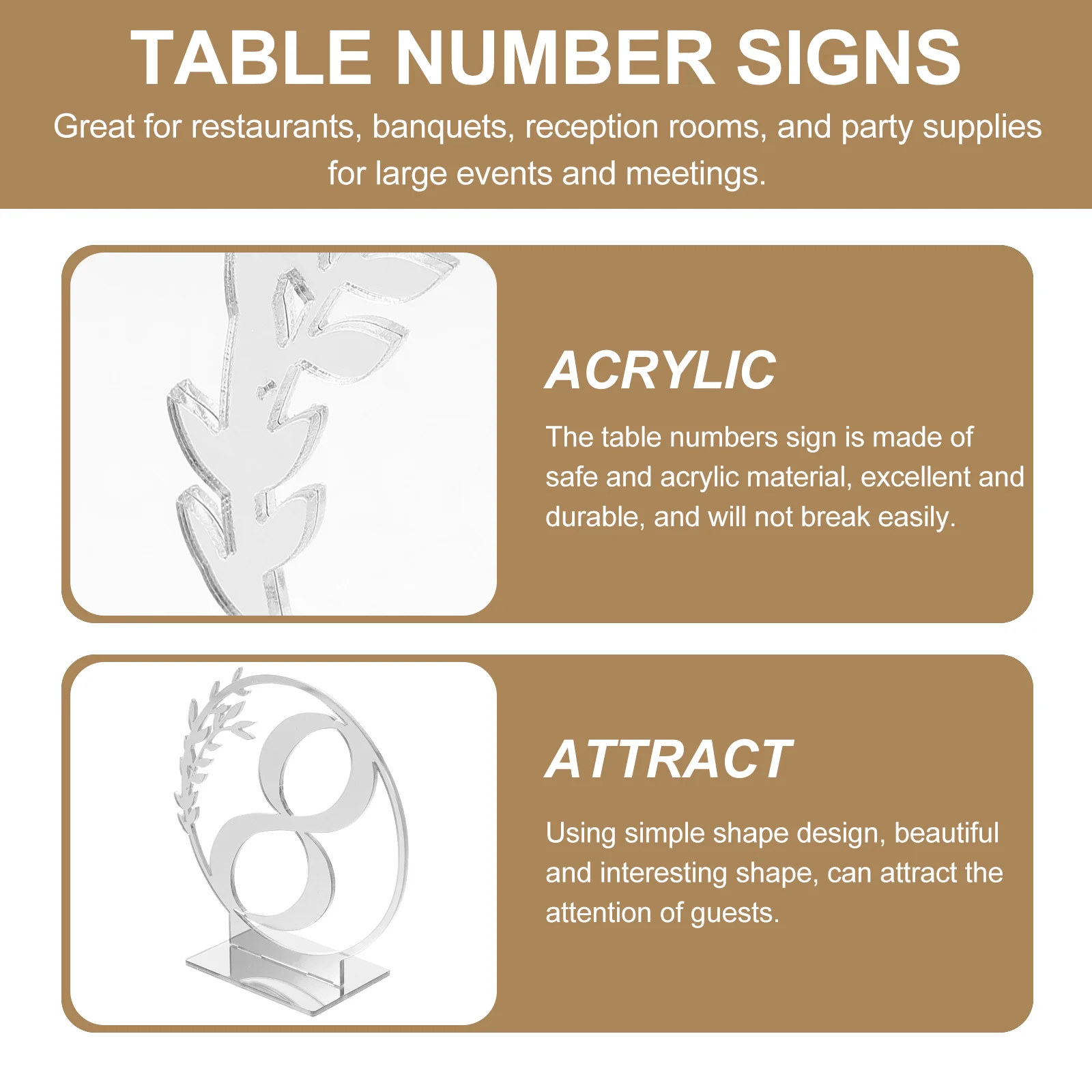 15pcs Acrylic Wedding Table Number Signs Elegant Restaurant Decor Silver Double Sided Reusable Banquet Seat Cards
15pcs Acrylic Wedding Table Number Signs Elegant Restaurant Decor Silver Double Sided Reusable Banquet Seat Cards