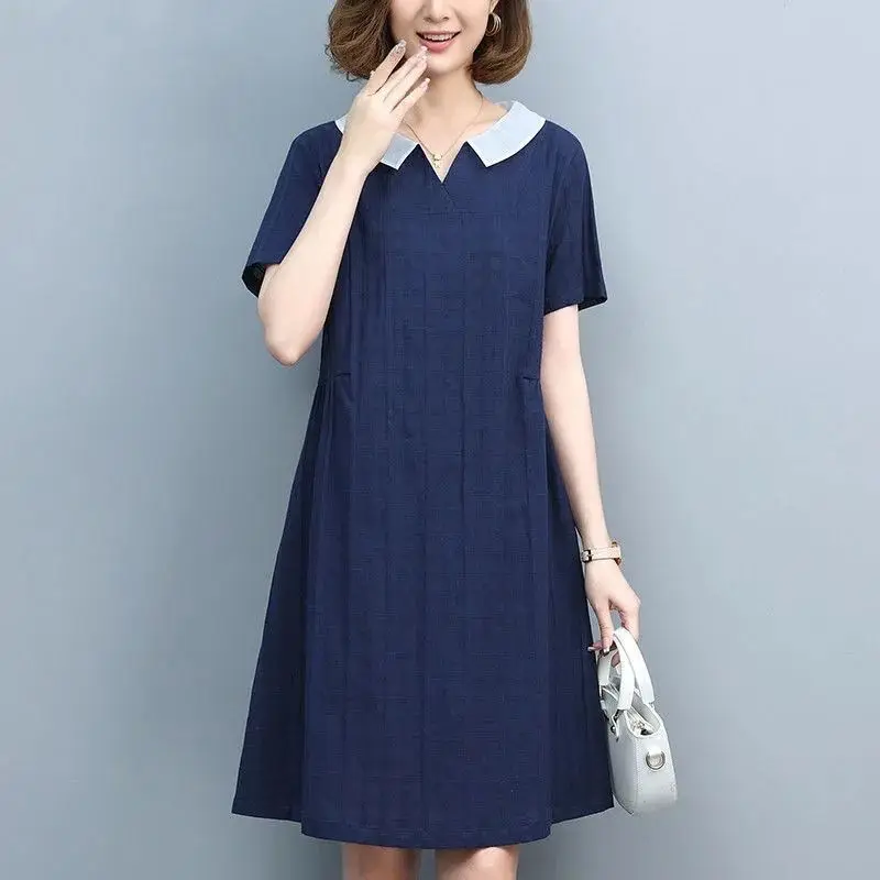 2024 New Summer Casual Loose Simple Solid Color Fashion Trend Age Reducing Doll Neck Retro Art Short Sleeve A-line Dress
2024 New Summer Casual Loose Simple Solid Color Fashion Trend Age Reducing Doll Neck Retro Art Short Sleeve A-line Dress