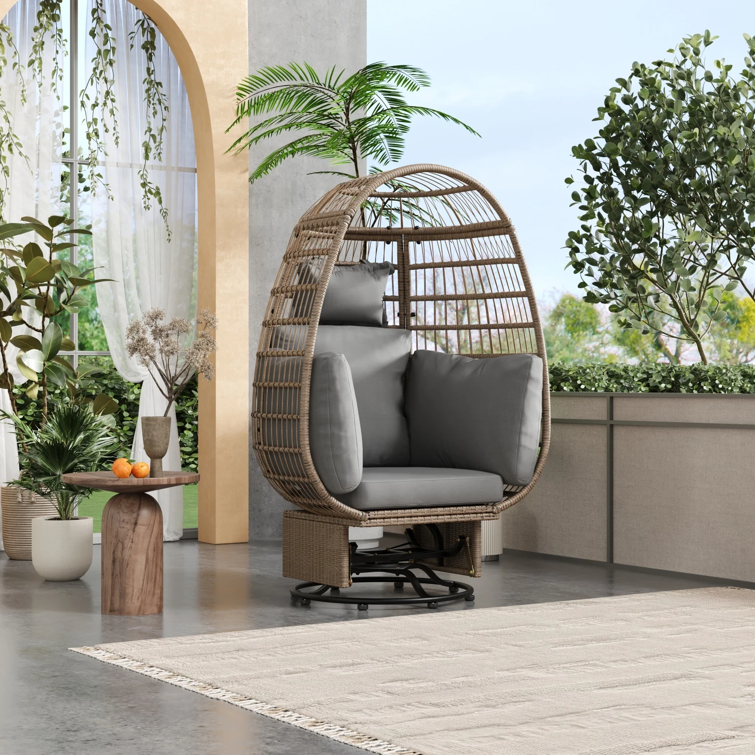 TREXM Outdoor Swivel Chair with Cushions, Rattan Egg Patio Chair with Rocking Function for Balcony, Poolside and Garden (Natural
TREXM Outdoor Swivel Chair with Cushions, Rattan Egg Patio Chair with Rocking Function for Balcony, Poolside and Garden (Natural