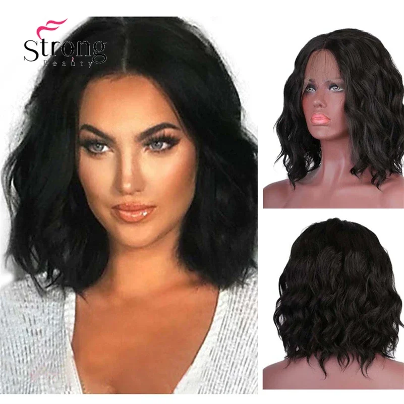 StrongBeauty Короткая волнистая стрижка Боб Парик фронта шнурка Термостойкий натуральный черный синтетический парик
StrongBeauty Короткая волнистая стрижка Боб Парик фронта шнурка Термостойкий натуральный черный синтетический парик