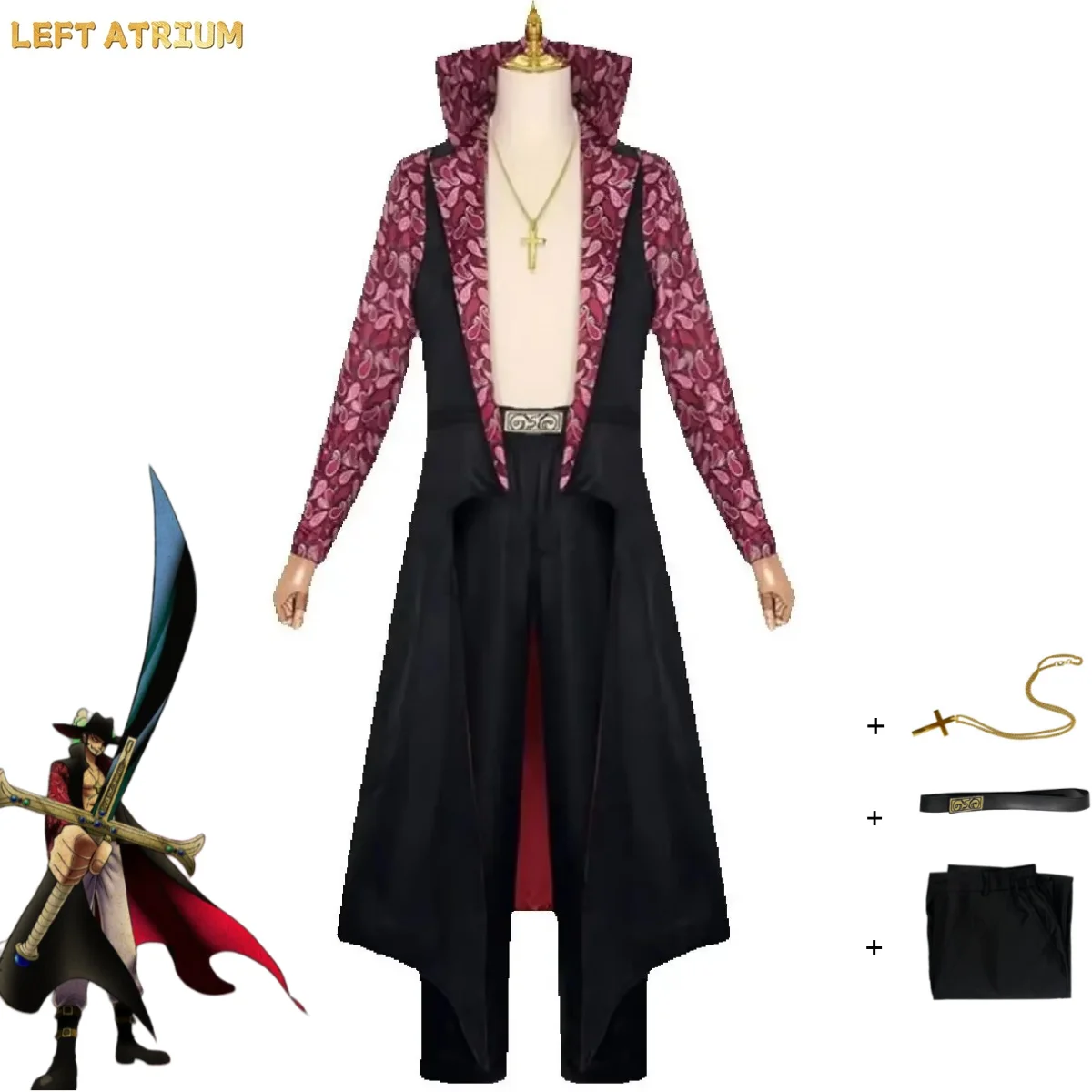 Live Action Movies Dracule Mihawk Cosplay Costume Stand-Up Black Printing Long Sleeves Coat Trench Uniform Full Set Man Suit
Live Action Movies Dracule Mihawk Cosplay Costume Stand-Up Black Printing Long Sleeves Coat Trench Uniform Full Set Man Suit