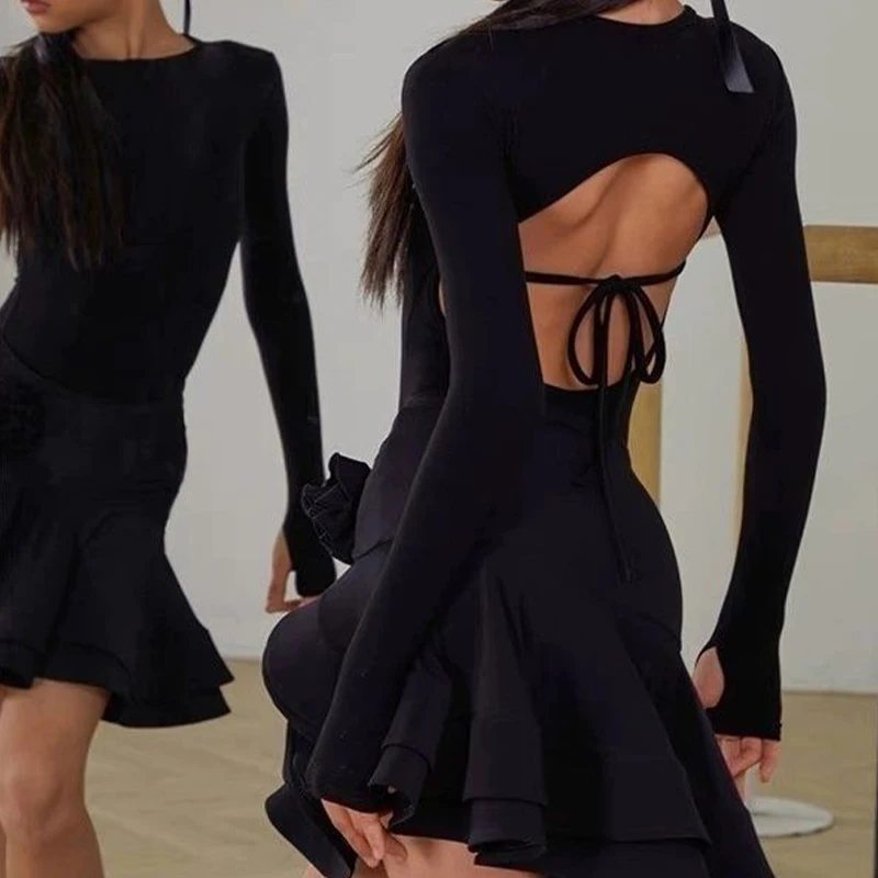 Latin Dance Dress Suit Costume Girls Black Sexy Backless Bodysuit Chacha Rumba Tango Skirt Practice Competition Dance Outfit
Latin Dance Dress Suit Costume Girls Black Sexy Backless Bodysuit Chacha Rumba Tango Skirt Practice Competition Dance Outfit