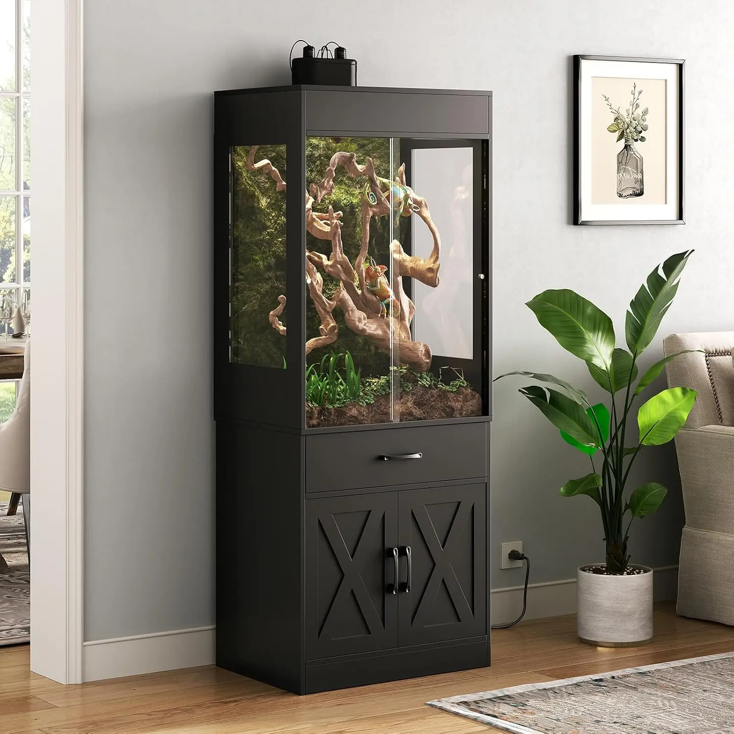 67 Gallon Reptile Tank with Stand Reptile Enclosure with Cabinet for Lizards Gecko Skinks Snakes Reptile Terrarium with Power
67 Gallon Reptile Tank with Stand Reptile Enclosure with Cabinet for Lizards Gecko Skinks Snakes Reptile Terrarium with Power