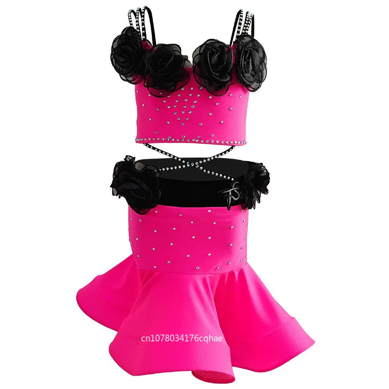 Kids Salsa Tango Rumba Girls Pink Latin Dance Dress with Black Rose Decoration Kids Ballroom Salsa Cha Cha Performance Costume
Kids Salsa Tango Rumba Girls Pink Latin Dance Dress with Black Rose Decoration Kids Ballroom Salsa Cha Cha Performance Costume